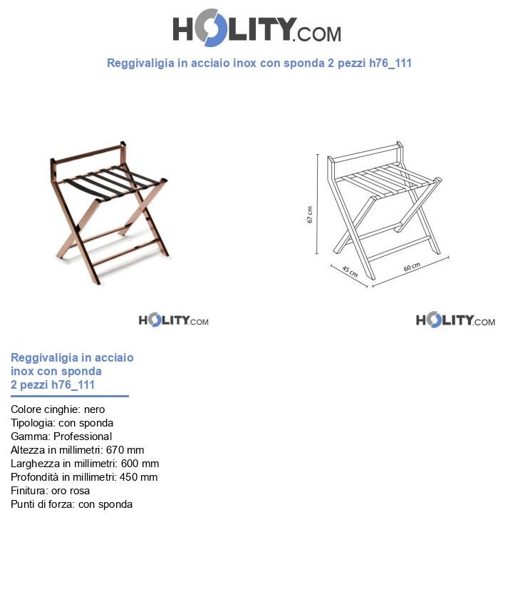Reggivaligia in acciaio inox con sponda 2 pezzi h76_111