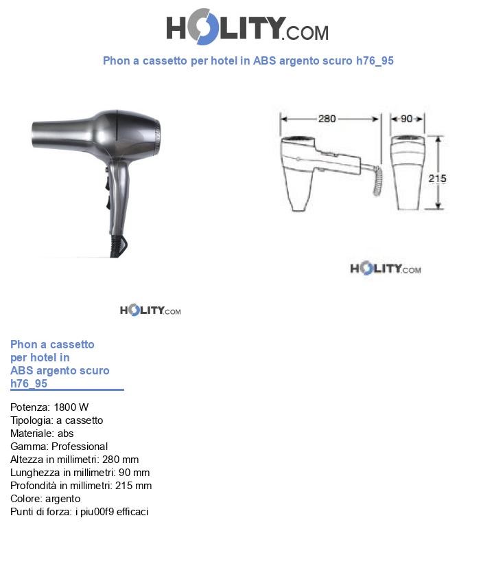 Phon a cassetto per hotel in ABS argento scuro h76_95
