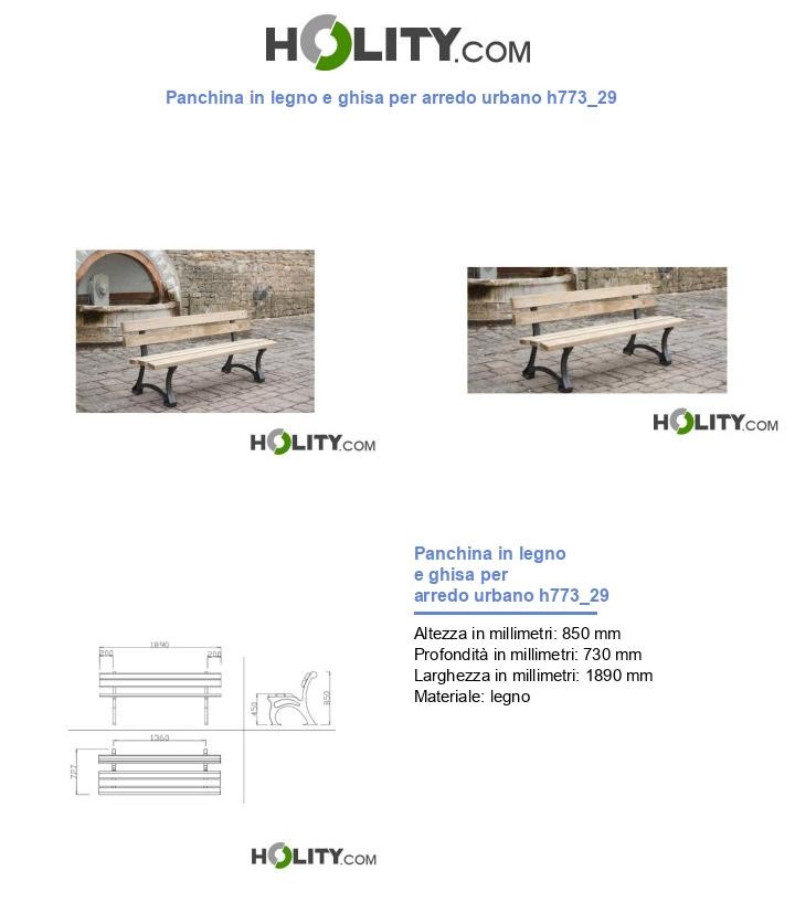 Panchina in legno e ghisa per arredo urbano h773_29