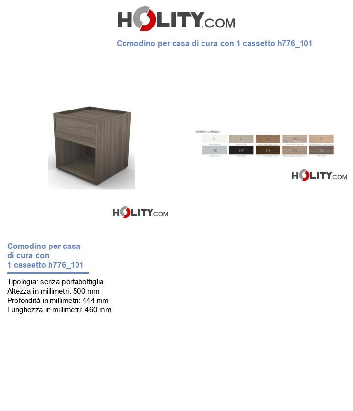 Comodino per casa di cura con 1 cassetto h776_101