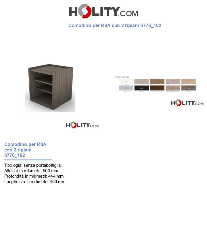 Comodino per RSA con 2 ripiani h776_102