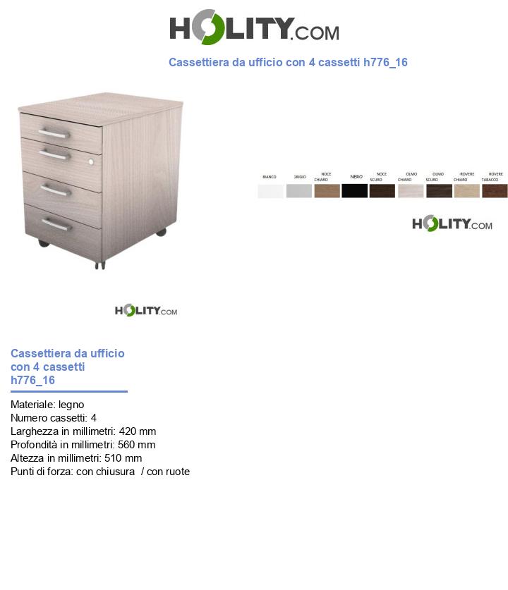 Cassettiera da ufficio con 4 cassetti h776_16