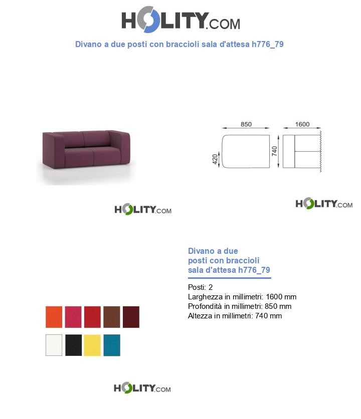 Divano a due posti con braccioli sala d'attesa h776_79