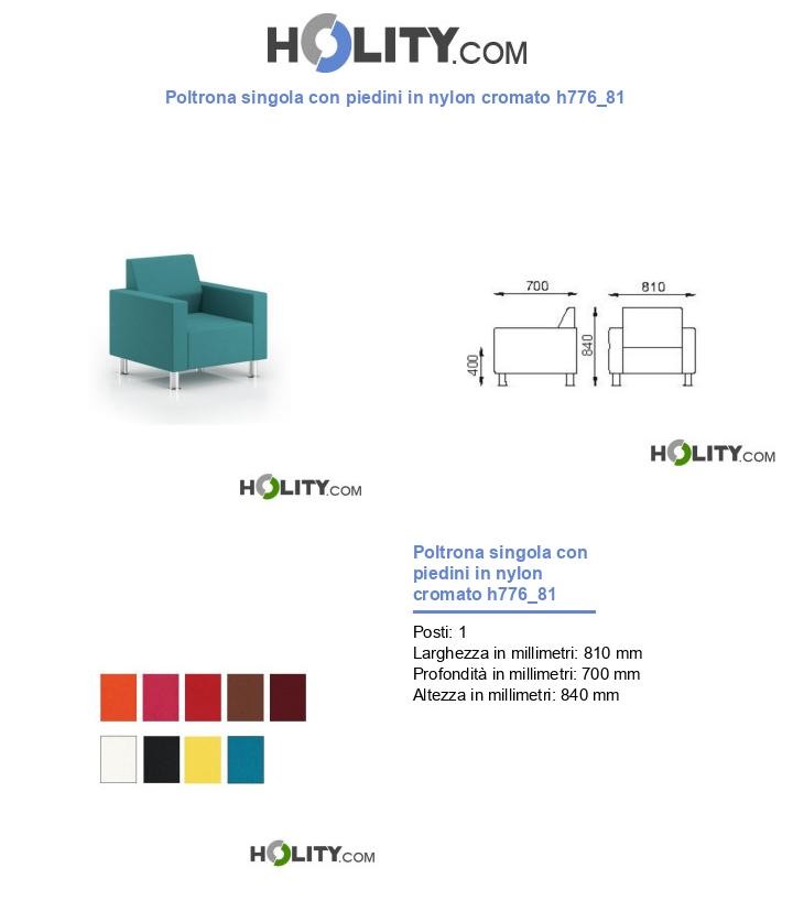 Poltrona singola con piedini in nylon cromato h776_81