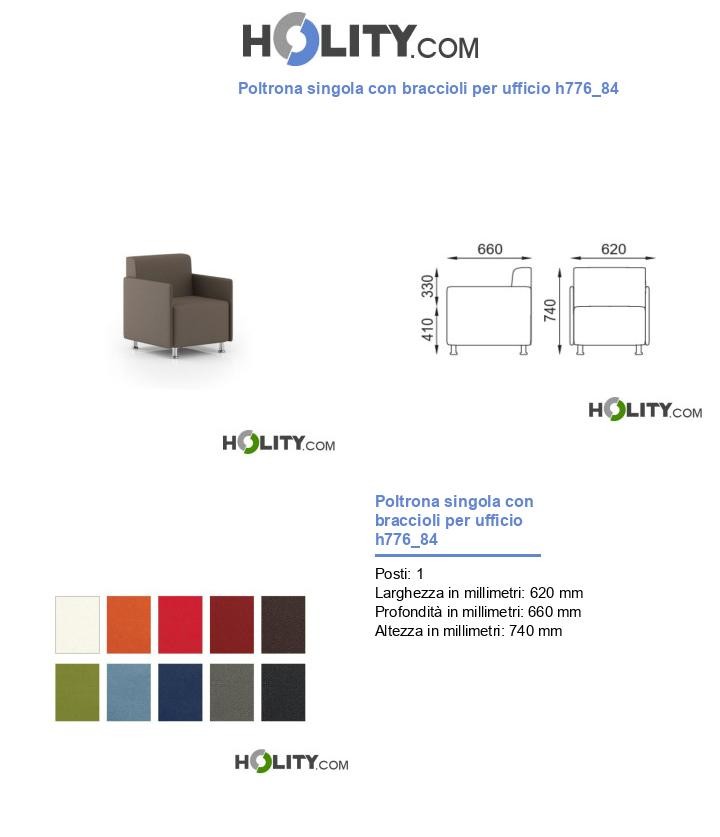 Poltrona singola con braccioli per ufficio h776_84