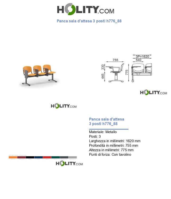 Panca sala d'attesa 3 posti h776_88