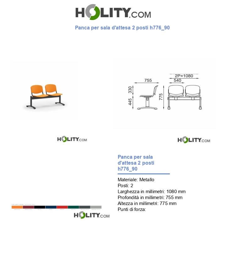 Panca per sala d'attesa 2 posti h776_90