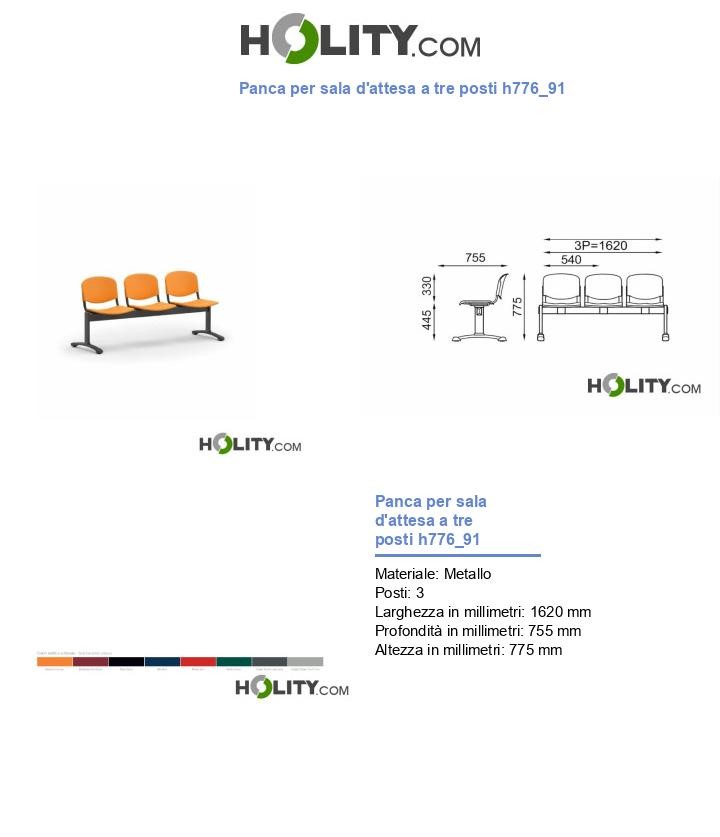 Panca per sala d'attesa a tre posti h776_91