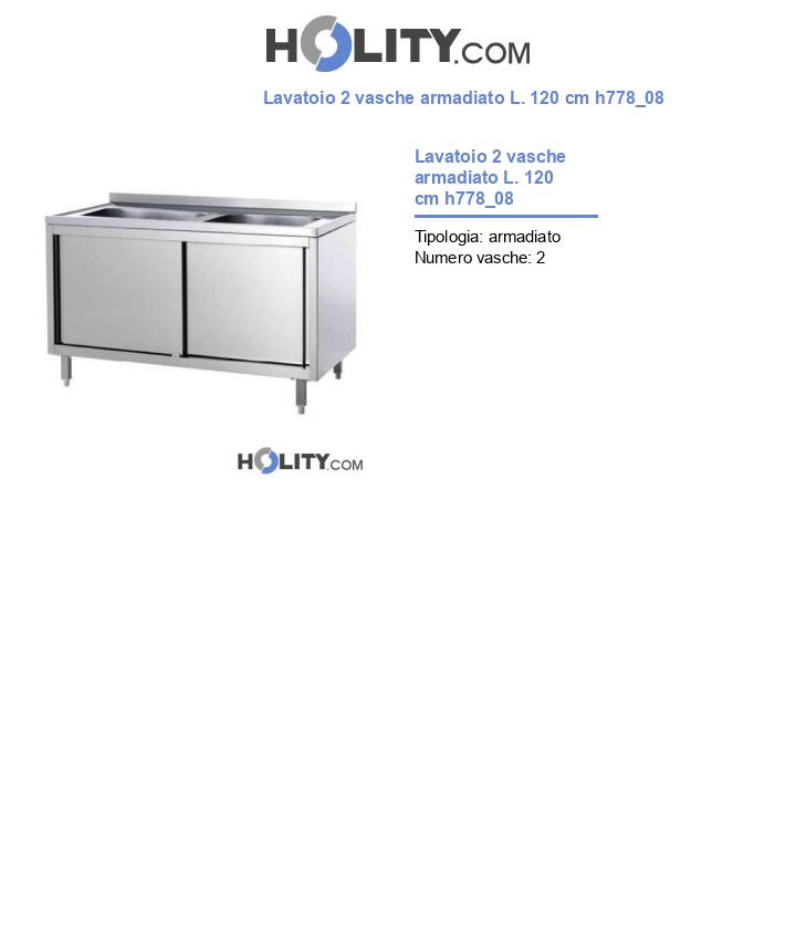 Lavatoio 2 vasche armadiato L. 120 cm h778_08