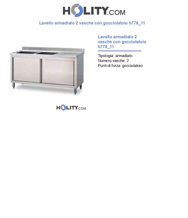 Lavello armadiato 2 vasche con gocciolatoio h778_11