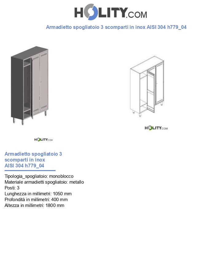 Armadietto spogliatoio 3 scomparti in inox AISI 304 h779_04