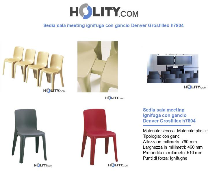 Sedia sala meeting ignifuga con gancio Denver Grosfillex h7804