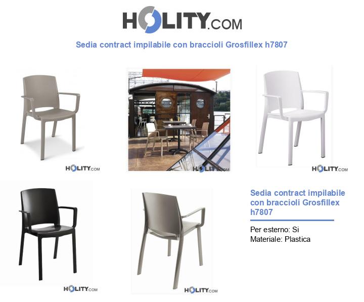 Sedia contract impilabile con braccioli Grosfillex h7807