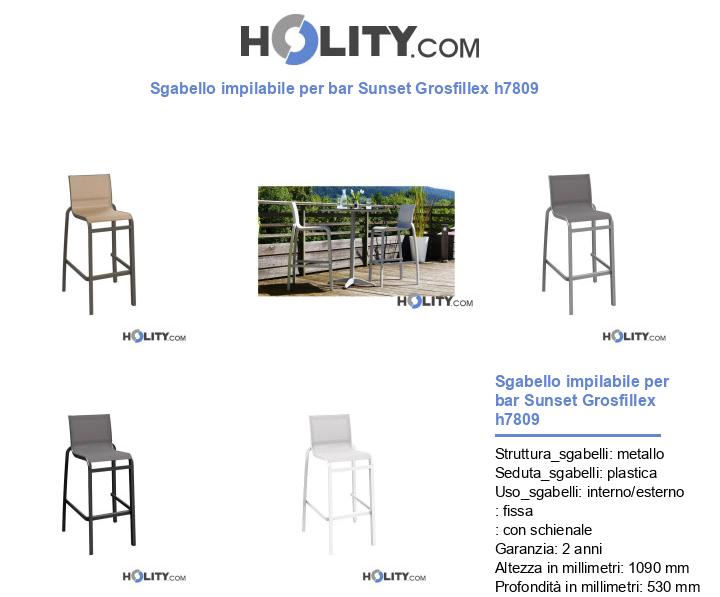 Sgabello impilabile per bar Sunset Grosfillex h7809