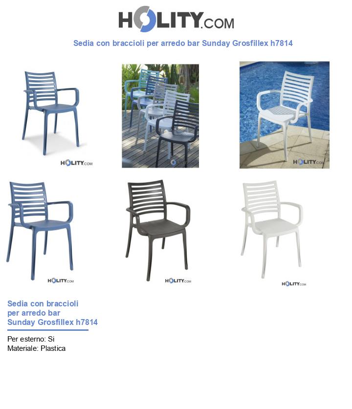 Sedia con braccioli per arredo bar Sunday Grosfillex h7814