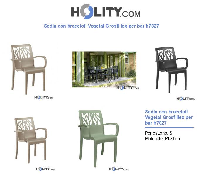 Sedia con braccioli Vegetal Grosfillex per bar h7827