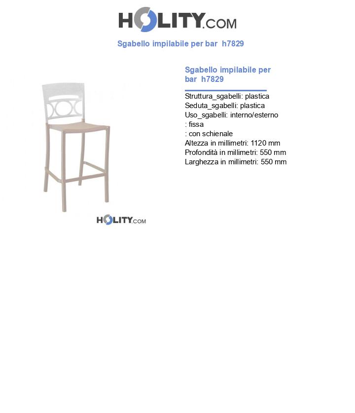 Sgabello impilabile per bar h7829