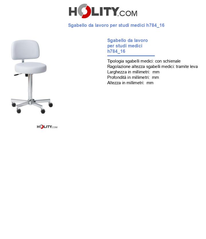 Sgabello da lavoro per studi medici h784_16