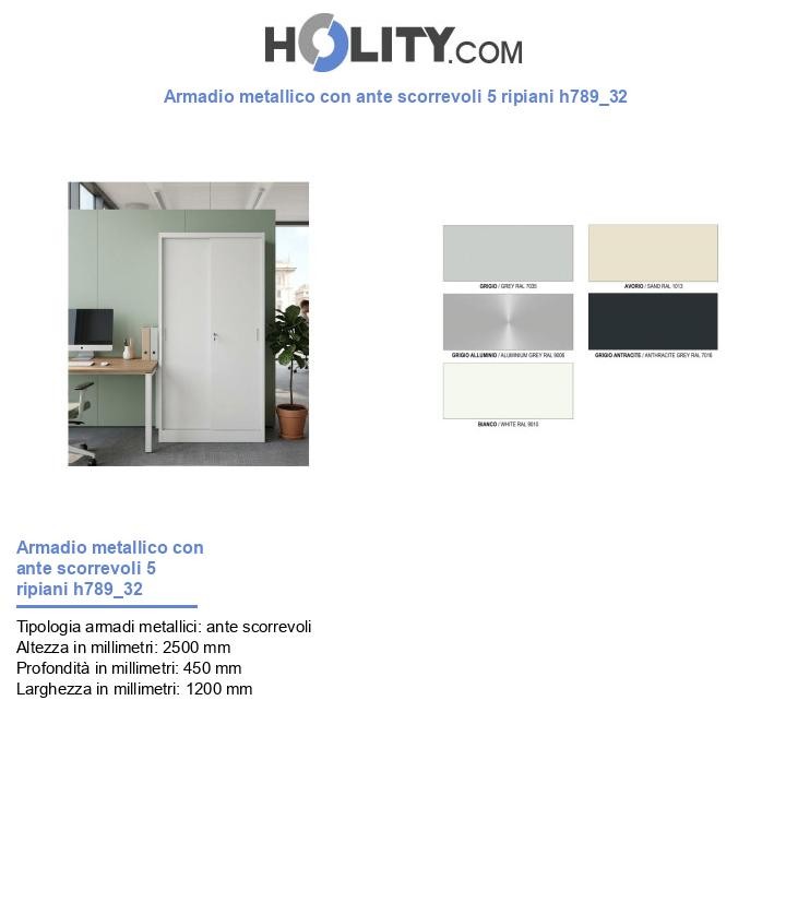 Armadio metallico con ante scorrevoli 5 ripiani h789_32