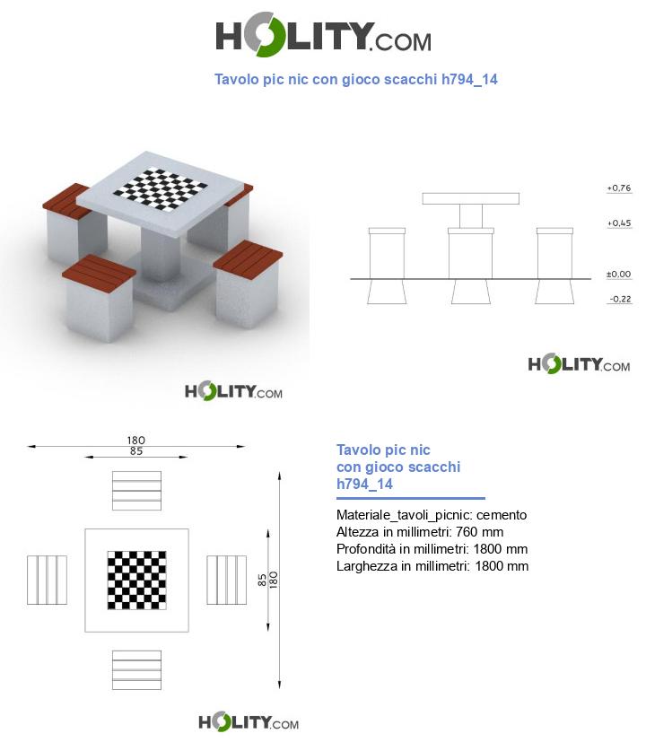 Tavolo pic nic con gioco scacchi h794_14