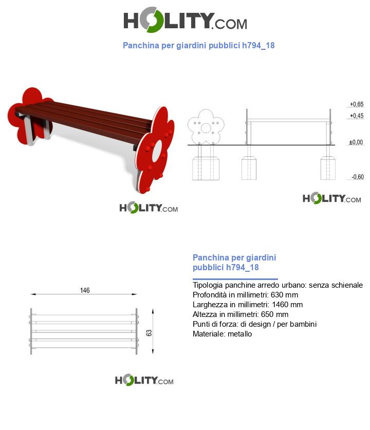 Panchina per giardini pubblici h794_18