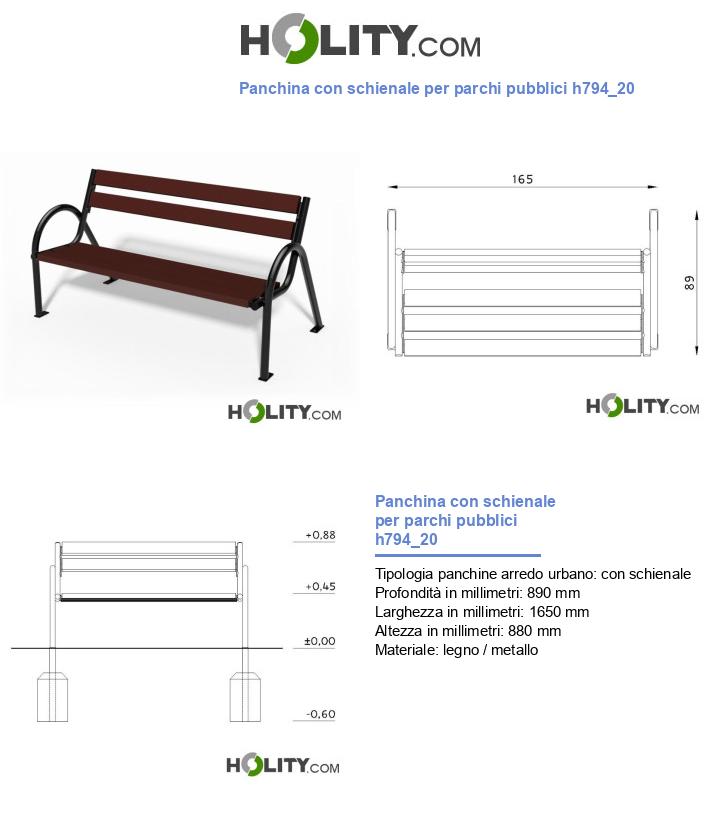 Panchina con schienale per parchi pubblici h794_20