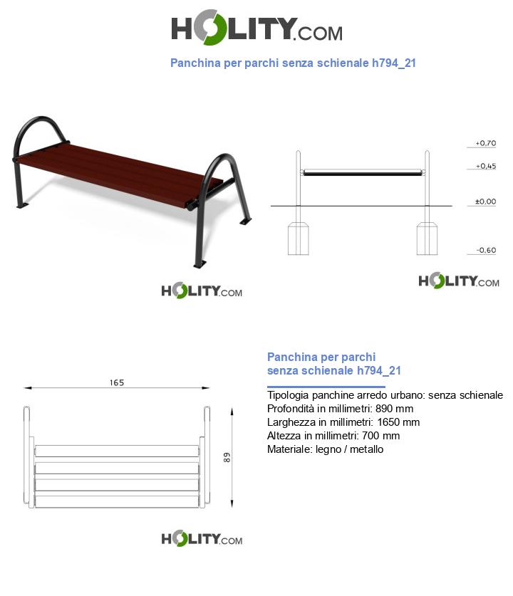 Panchina per parchi senza schienale h794_21