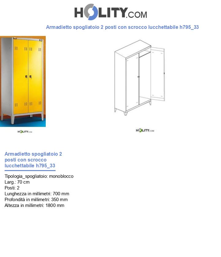 Armadietto spogliatoio 2 posti con scrocco lucchettabile h795_33