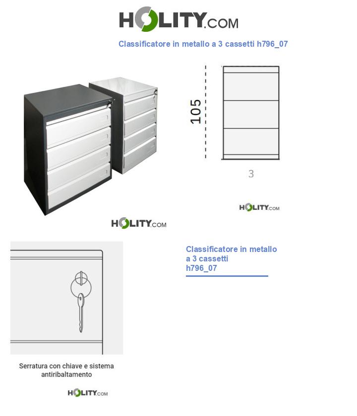 Classificatore in metallo a 3 cassetti h796_07