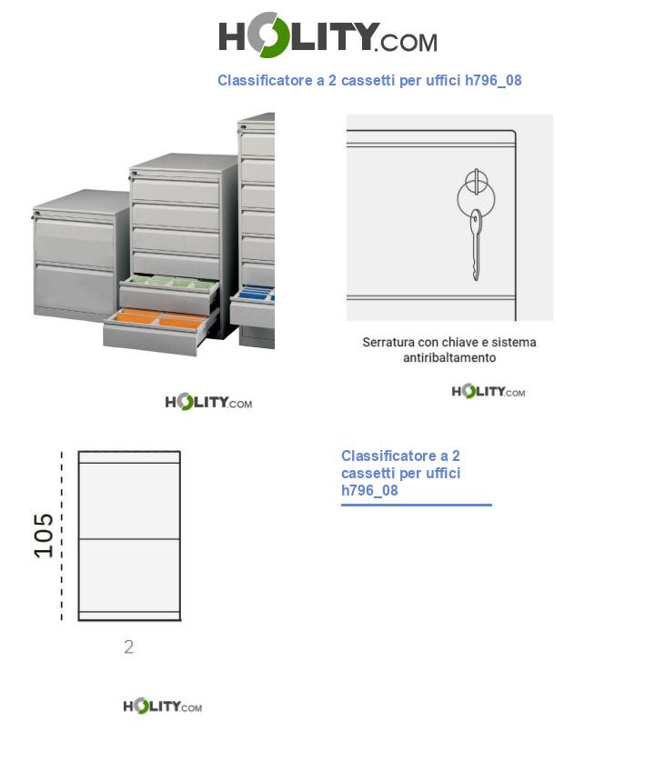 Classificatore a 2 cassetti per uffici h796_08