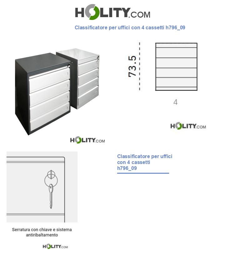 Classificatore per uffici con 4 cassetti h796_09