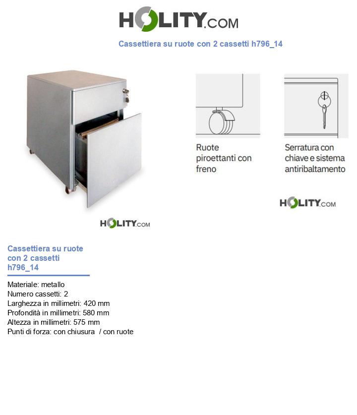 Cassettiera su ruote con 2 cassetti h796_14