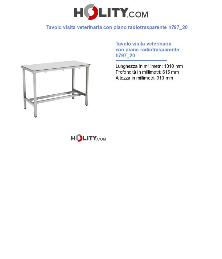 Tavolo visita veterinaria con piano radiotrasparente h797_20