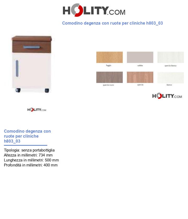 Comodino degenza con ruote per cliniche h803_03