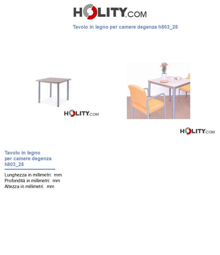 Tavolo in legno per camere degenza h803_28