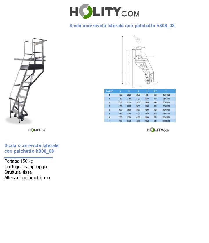 Scala scorrevole laterale con palchetto h808_08