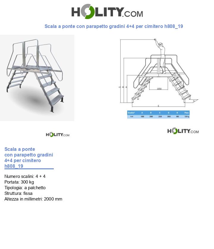 Scala a ponte con parapetto gradini 4+4 per cimitero h808_19