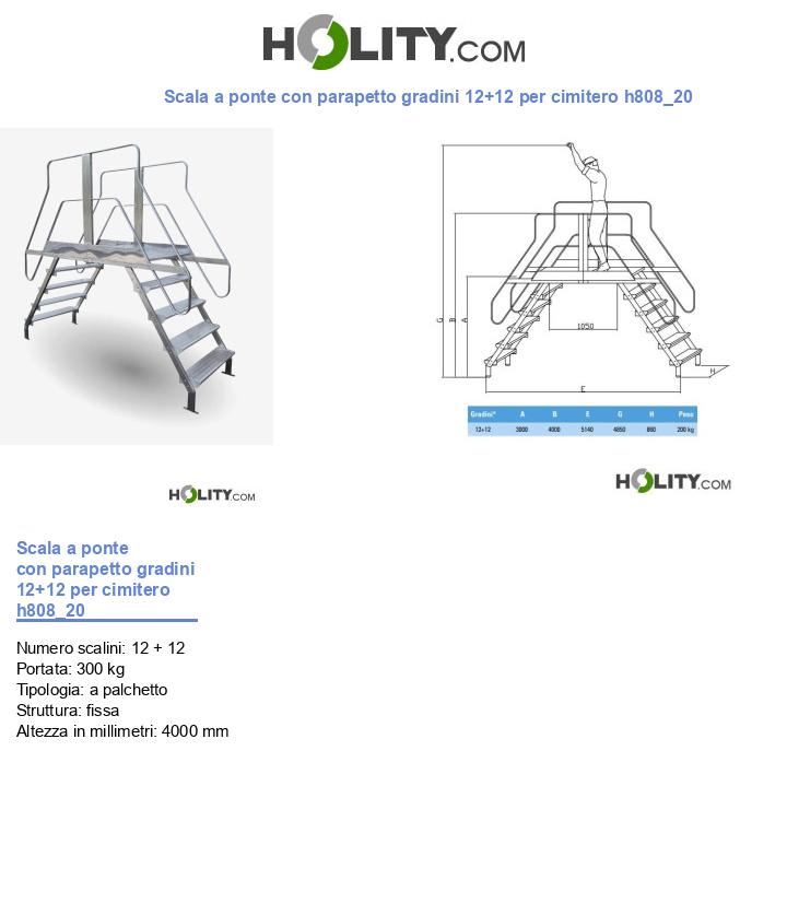 Scala a ponte con parapetto gradini 12+12 per cimitero h808_20