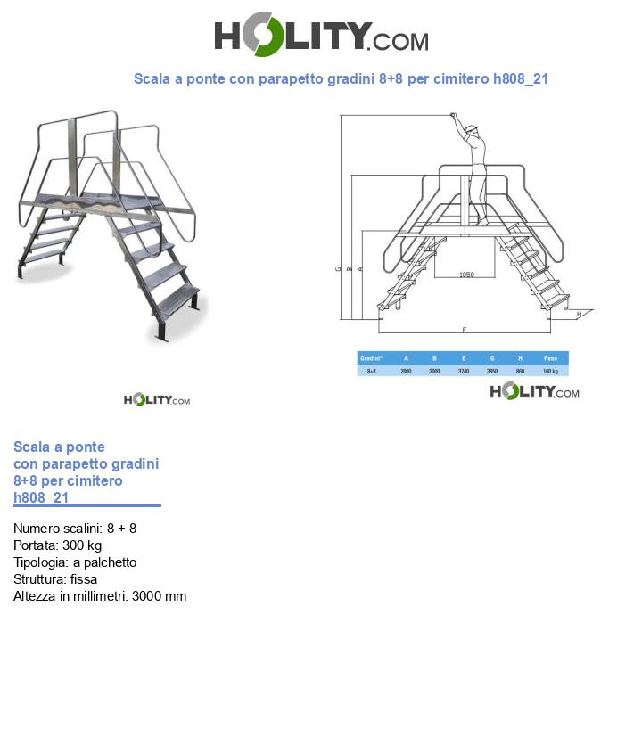 Scala a ponte con parapetto gradini 8+8 per cimitero h808_21