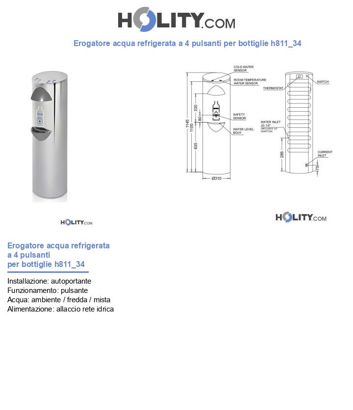 Erogatore acqua refrigerata a 4 pulsanti per bottiglie h811_34