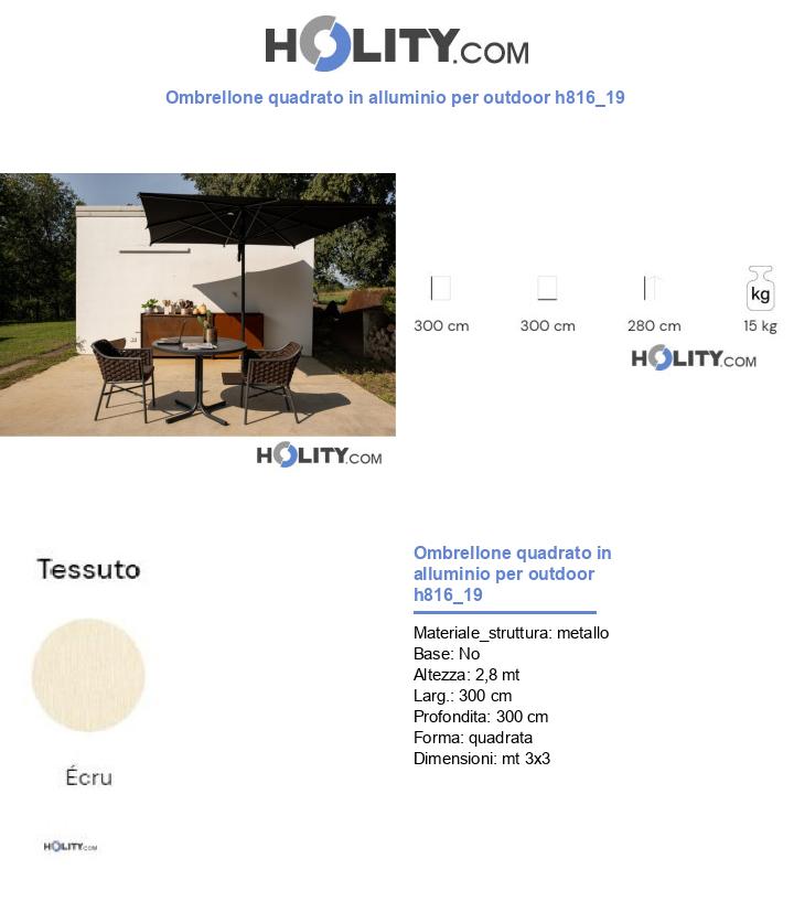 Ombrellone quadrato in alluminio per outdoor h816_19