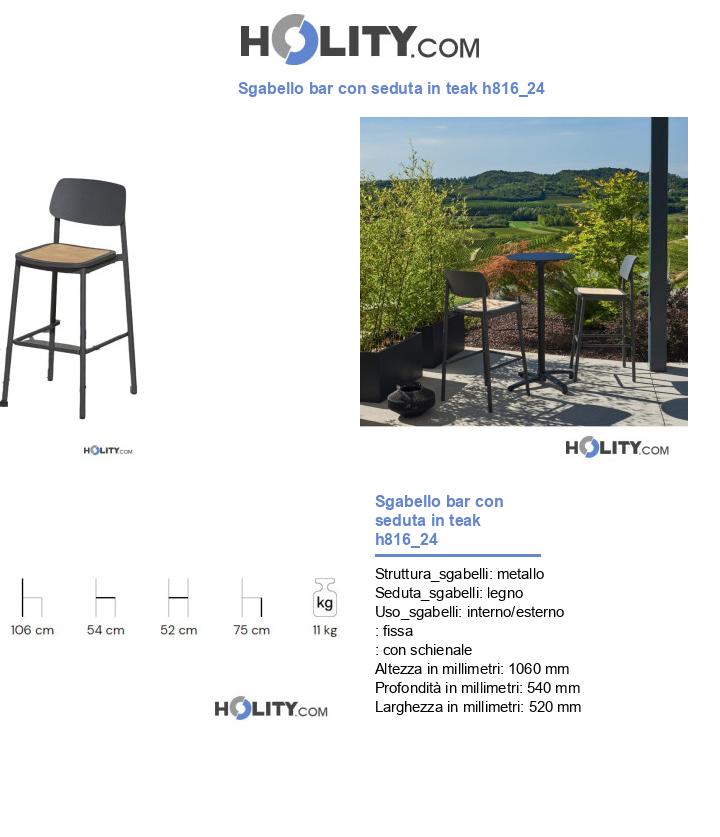 Sgabello bar con seduta in teak h816_24
