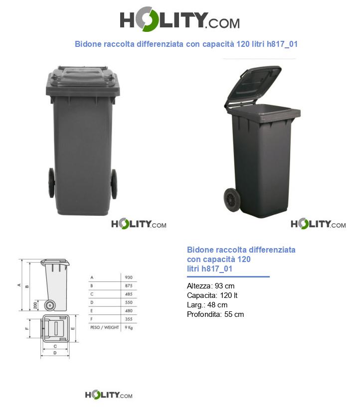 Bidone raccolta differenziata con capacità 120 litri h817_01