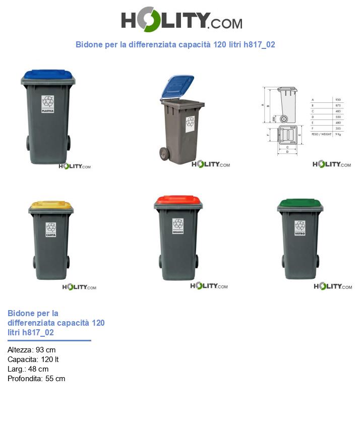 Bidone per la differenziata capacità 120 litri h817_02