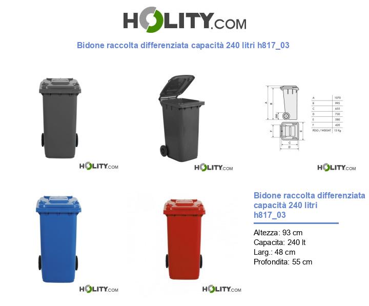 Bidone raccolta differenziata capacità 240 litri h817_03