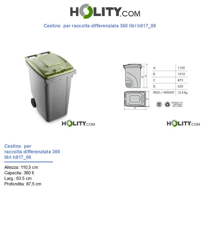 Cestino per raccolta differenziata 360 litri h817_06
