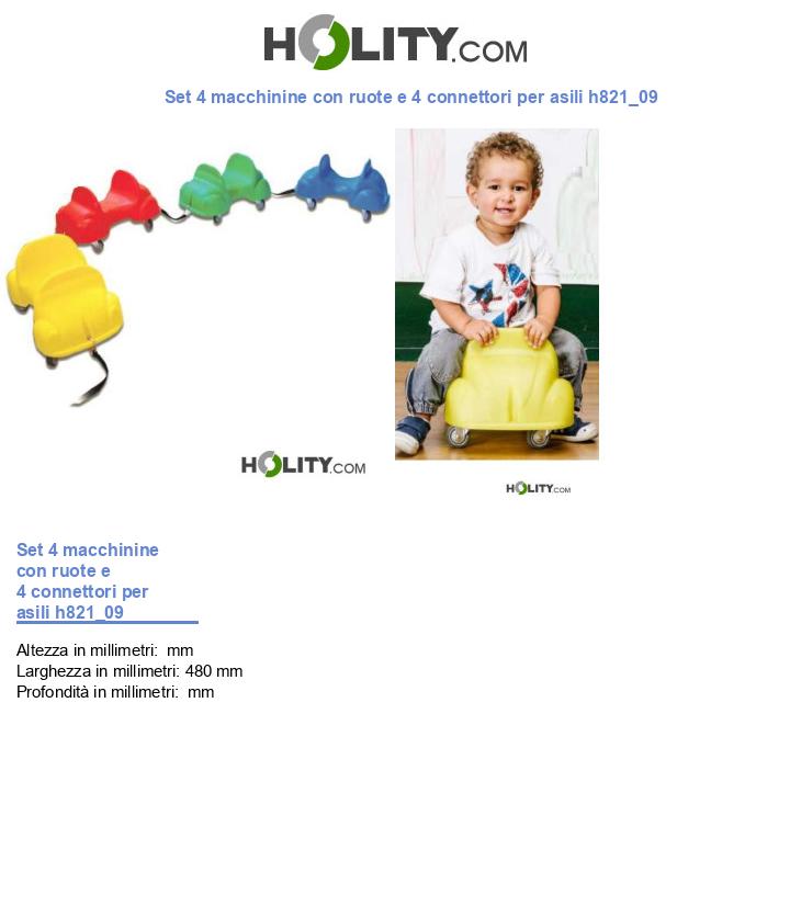 Set 4 macchinine con ruote e 4 connettori per asili h821_09