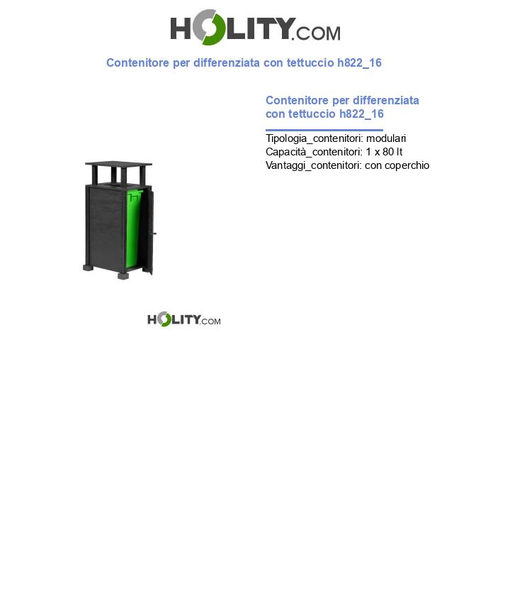 Contenitore per differenziata con tettuccio h822_16