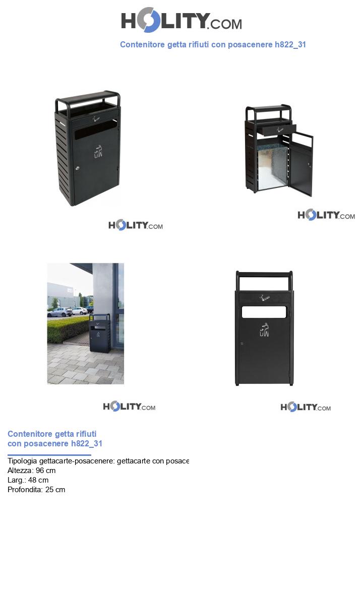 Contenitore getta rifiuti con posacenere h822_31