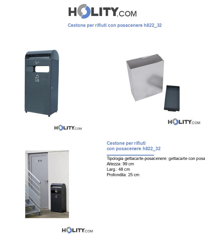Cestone per rifiuti con posacenere h822_32